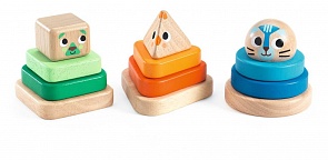 Набор из 3 пирамидок Животные-мини (Djeco, 06307k)